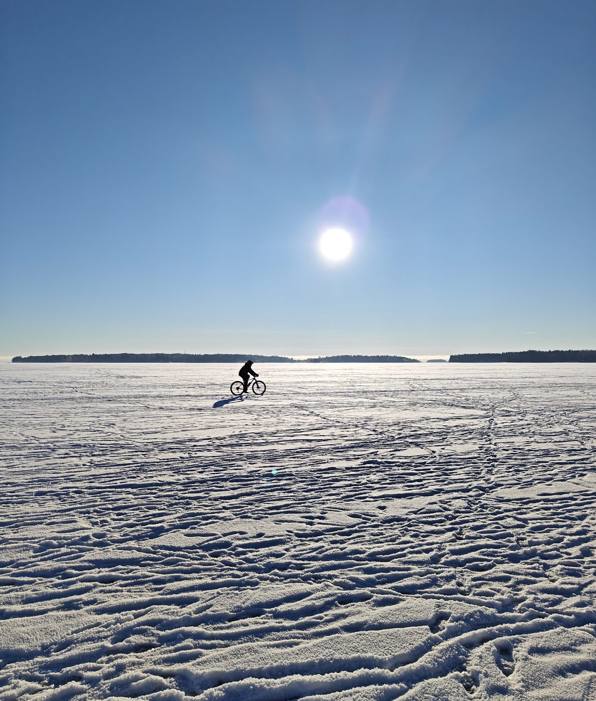 Cycling on a frozen sea in Finland