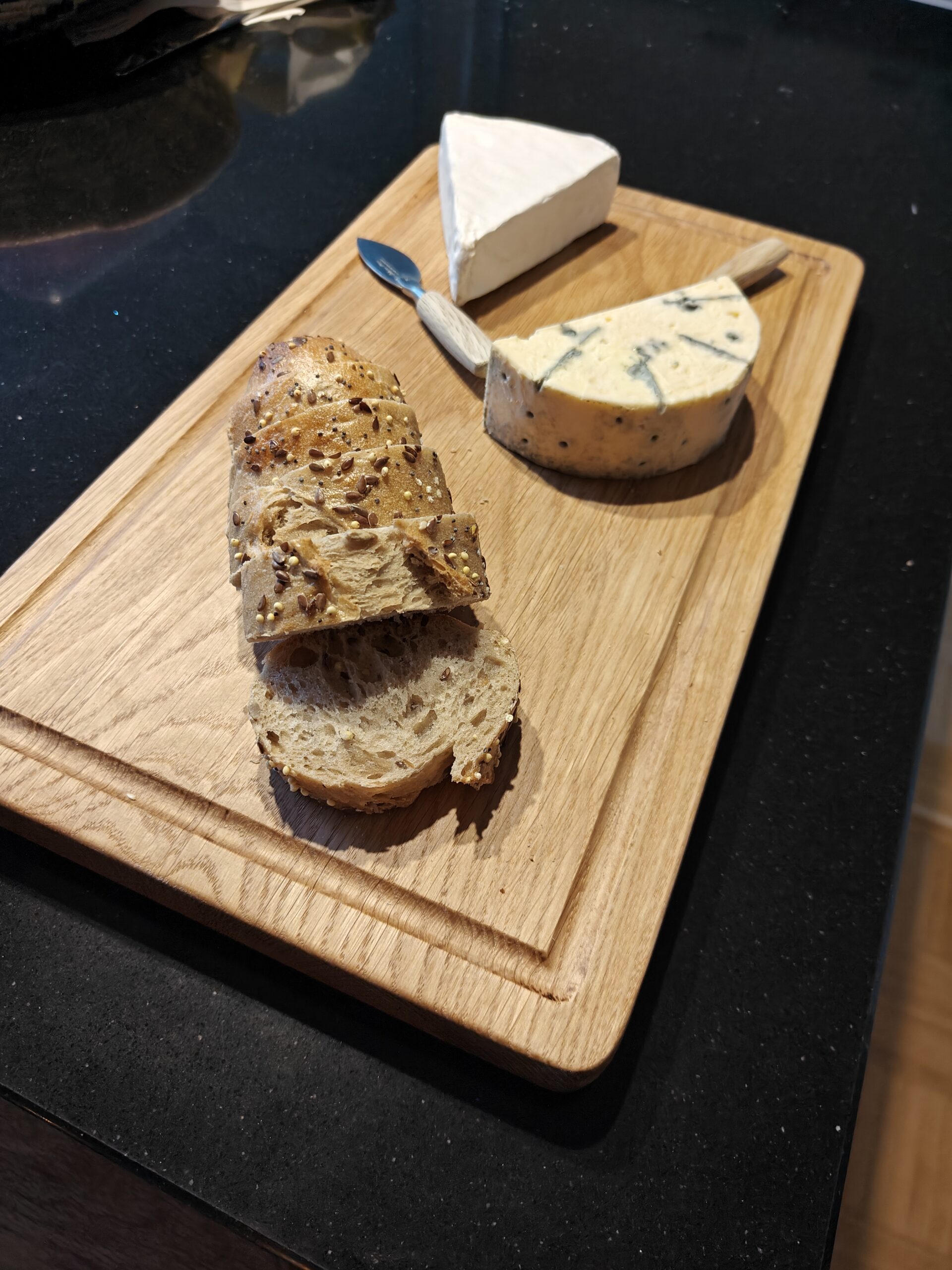 Cutting board with cheese